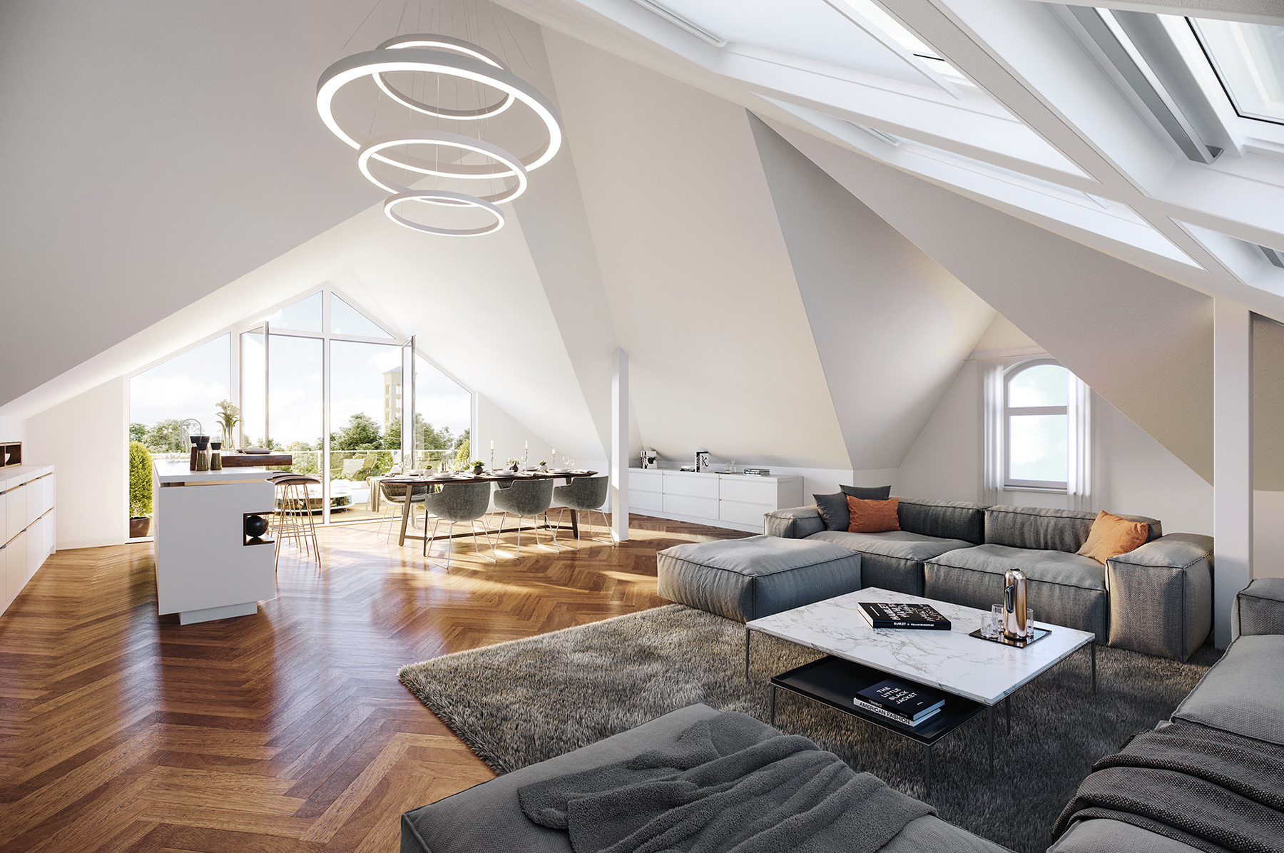 Dachgeschoss-Wohnung Nr. 19: Rarität über den Dächern Potsdams. Hochgefühle sind hier garantiert. Auf über 210 m² leben Sie Ihren Traum vom perfekten Wohnen.